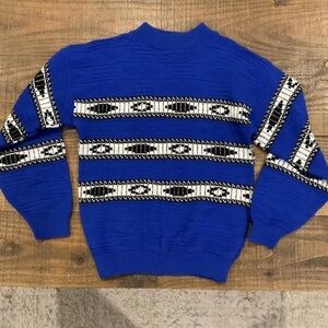 American Vintage Royal Blue Sweater with Black and White Stripes